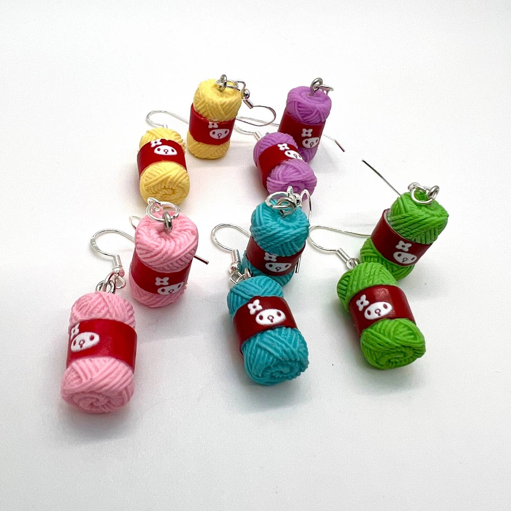 Yarn Earrings - Balls of Yarn Earrings - Knitters Gift - Cottagecore Earrings